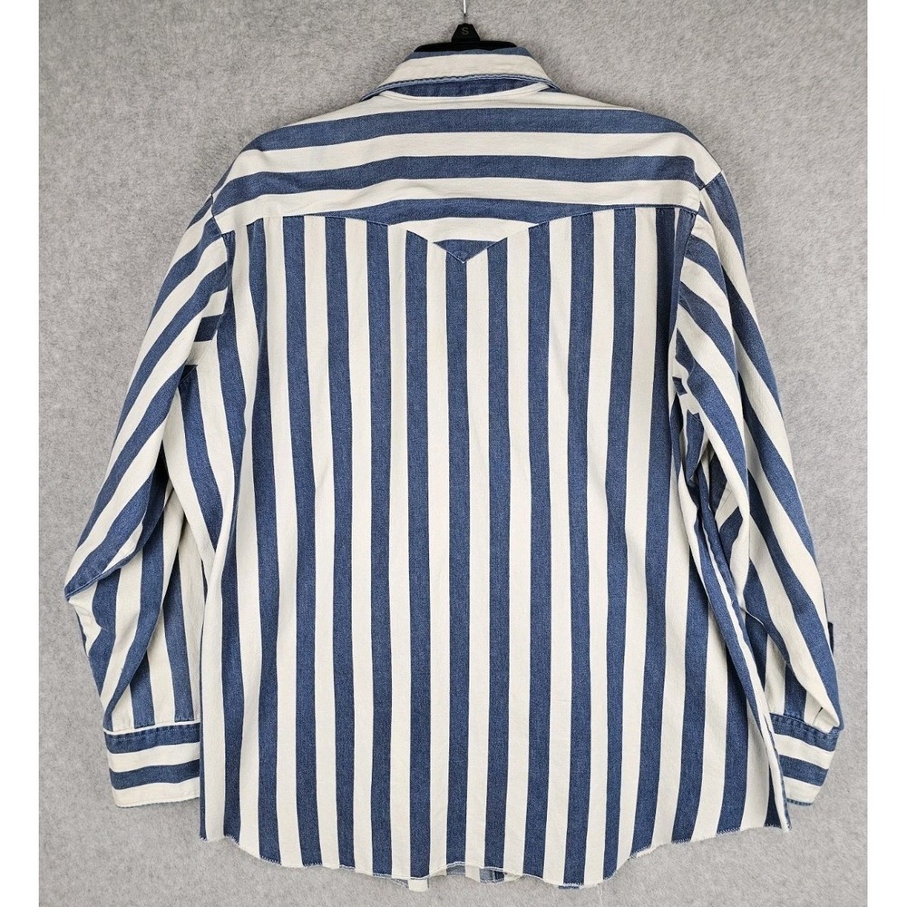 Vtg H Bar C Ranch Wear Western Pearl Snap Striped Shirt XXL Sz Tag Missing USA - Picture 2 of 13
